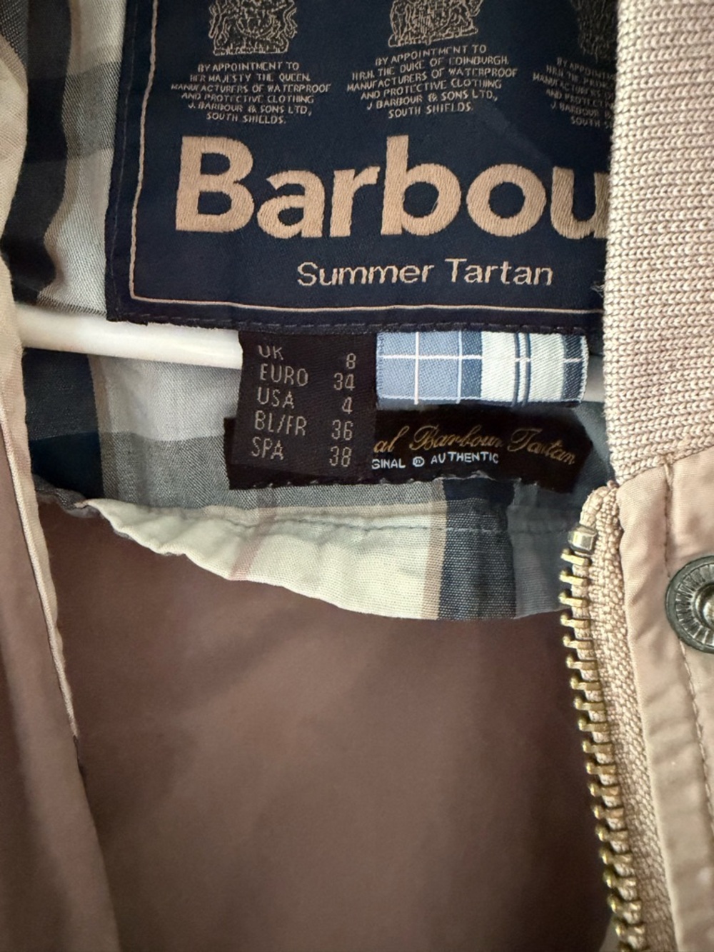 Barbour Dockray Casual Utility Tan Zip Front Jacket size 4 small - Picture 6 of 13